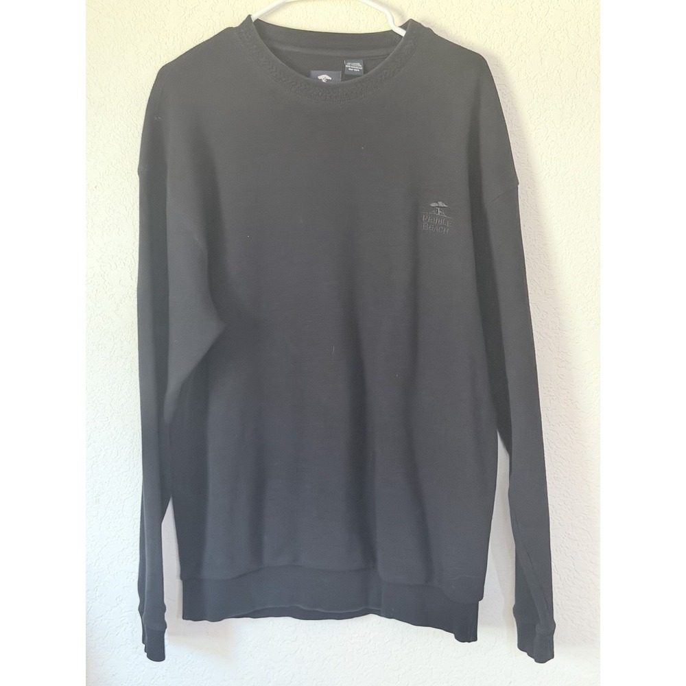 Pebble Beach Golf Sweater Men's Large Black Crewneck Embroidered Logo Pullover - Picture 4 of 12